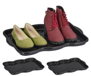 Lot de 3 égouttoirs à chaussures Noir - Matière plastique - 48 x 3 x 34 cm