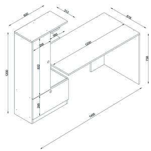 Schreibtisch Astra Weiß - Holzwerkstoff - 62 x 140 x 150 cm