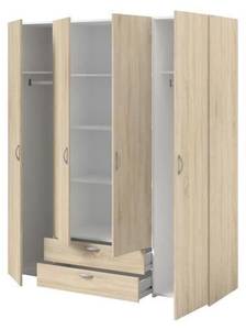 Armoire VARIA - Décor chene - 4 portes b Beige - Bois manufacturé - 160 x 185 x 51 cm