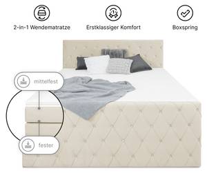 ABU DHABI Boxspringbett mit Bettkasten Beige - Breite: 160 cm