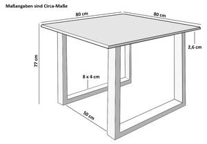 Esstisch MAX Akazie Dekor - Braun - 80 x 80 cm - Schwarz - Stahl