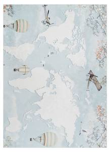 Carte du monde - tapis enfant lavable bleu 80 x 120 cm