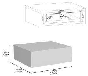 Chevet flottant Milano Blanc - Bois manufacturé - Matière plastique - 40 x 13 x 34 cm