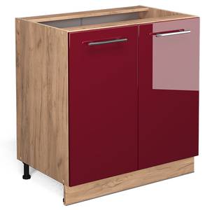 Meuble bas sous-évier Fame-Line 38331 Bordeaux brillant - Imitation chêne truffier de sonoma - 80 x 51 cm