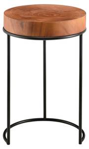 Table Basse Ronde Rauma pour Salon Marron - En partie en bois massif - 28 x 45 x 28 cm