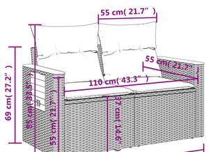 Gartensitzgruppe K4959(7-tlg) Grau - Massivholz - 69 x 62 x 62 cm