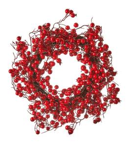 Weihnachtskranz Stirling Rot - Naturfaser - Kunststoff - 40 x 10 x 40 cm