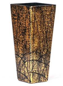 Handbemalte Glasvase Gold - Glas - 11 x 25 x 11 cm