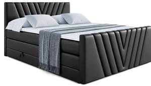 Boxspringbett ERNINA-Z KING Hochglanz Schwarz - Breite: 180 cm