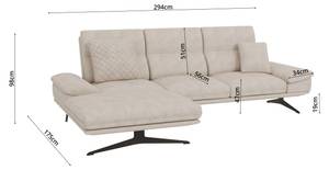 Maja Ecksofa mit Ottomane in Samt-Stoff Beige - Ecke davorstehend links