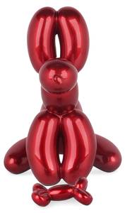 Harz-Skulptur Sitzende  Ballonhund Rot - 18 x 28 x 30 cm