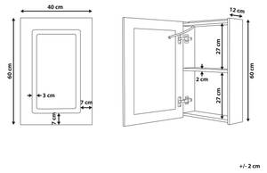 Armoire de toilette avec miroir CONDOR Noir - Argenté - Bois manufacturé - 40 x 60 x 12 cm