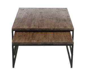 Set de 2 tables de salon bois/métal Marron - Bois massif - 9 x 27 x 9 cm