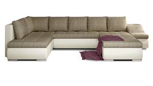 Ecksofa GIOVAN Beige - Ecru - Ecke davorstehend rechts - Schlaffunktion davorstehend rechts