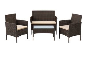 Gartenmöbel-Set Lounge-Set 4-teilig Braun - Metall - 55 x 82 x 57 cm