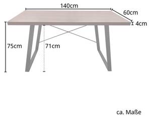 Schreibtisch INDUSTRIAL Braun - Holzwerkstoff - 140 x 75 x 60 cm