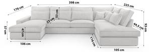 Ecksofa Burla U Grau - Holzwerkstoff - 176 x 93 x 398 cm