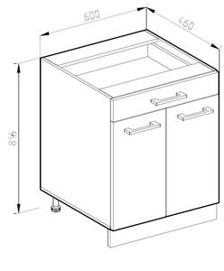 Küchenunterschrank R-Line 45593 Anthrazit - Sonoma Eiche Trüffel Dekor