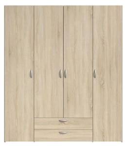 Armoire VARIA - Décor chene - 4 portes b Beige - Bois manufacturé - 160 x 185 x 51 cm