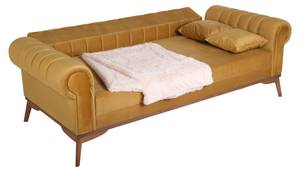 Schlafsofa Amsterdam Samt sofa 3-Sitzer Gelb - Massivholz - 215 x 68 x 215 cm