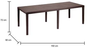 Table d'extérieur Roma Marron Marron - Matière plastique - 90 x 72 x 150 cm