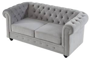 Sofa CHESTERFIELD Hellgrau - Tiefe: 168 cm