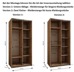 SCHWEBETÜRENSCHRANK LUX Eiche Dekor - Silber - Breite: 110 cm