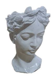Skulptur Frauenkopf Vase Weiß - Kunststoff - Stein - 24 x 32 x 24 cm