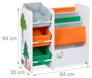 Kinderregal mit Boxen Grün - Orange - Weiß - Holzwerkstoff - Metall - Textil - 64 x 64 x 30 cm