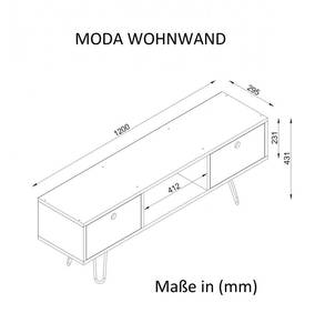 TV Lowboard Moda mit Metallfüße Weiß Weiß - Holzwerkstoff - 120 x 43 x 28 cm