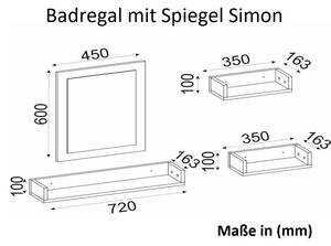 Badregal Simon mit Spiegel Weiß Weiß - Holzwerkstoff - 45 x 60 x 20 cm
