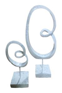 Skulptur Unendlich 2er Set Weiß - Kunststoff - Stein - 17 x 40 x 9 cm