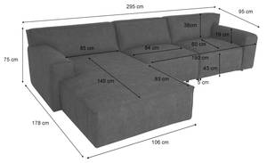 Ecksofa J59 Ottomane links Braun - Massivholz - Kunstleder - 295 x 75 x 178 cm