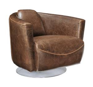 Fauteuil  FLORENTIN Marron - Cuir véritable - 85 x 73 x 78 cm