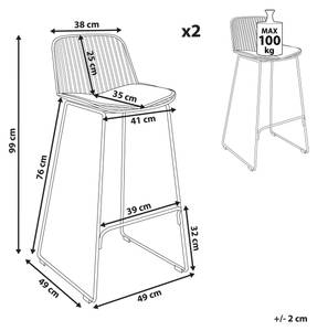 Tabouret de bar PENSACOLA Noir - Doré