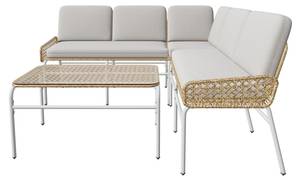 Gartenlounge-Set 3tlg Phanes Ⅲ Grau - Metall - Polyrattan - 60 x 80 x 180 cm