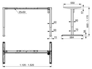Motorisierter Tischlift Table 2009112 Weiß - Metall - 72 x 16 x 82 cm