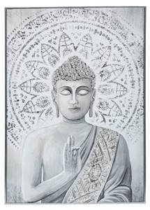 Bedruckte Leinwand BOUDDHA Silber - Metall - 3 x 70 x 50 cm