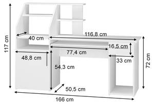 Schreibtisch Edwin 36714 Weiß - Holzwerkstoff - 166 x 117 x 50 cm