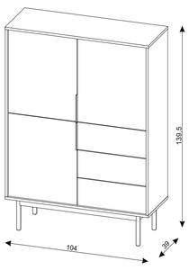 Sideboard Kreta Schwarz - 104 x 140 cm