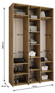 Armoire à portes battantes Como 4 Noir - Blanc - 140 x 40 cm