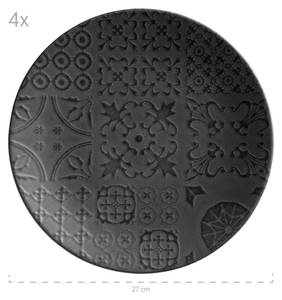 Tafelservice Trad. Tiles (12-tlg) Schwarz - Keramik - 28 x 1 x 28 cm