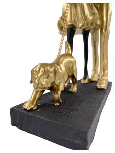 Paar mit Hund Gold - Kunststoff - 20 x 30 x 12 cm