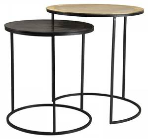 2 tables d'appoint gigognes rondes Doré - Métal - 48 x 52 x 48 cm