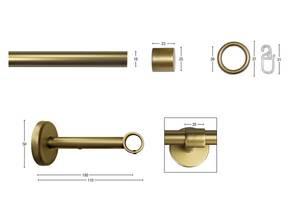 Gardinenstange Rustika 1 lfg. Gold - Breite: 210 cm