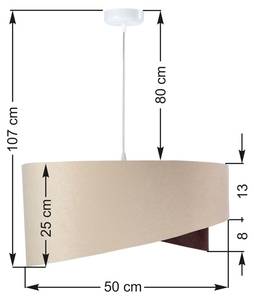 Lustre suspension MARLON Beige - Marron - Blanc - Métal - Textile - 50 x 25 x 50 cm