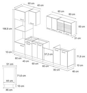 Komplettküche  R-Line 47387 Schwarz - Weiß - Tiefe: 60 cm