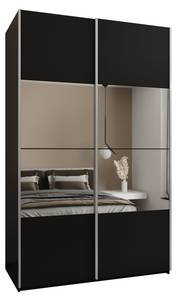 Armoire Lux 4 Noir - Argenté - Largeur : 150 cm