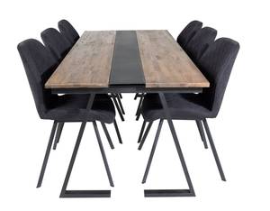 Essgruppe Jakarta 12 Schwarz - Massivholz - 90 x 75 x 200 cm