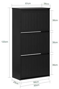 Schuhschrank mit 3 Klappen FSR165-H-SCH Schwarz - Höhe: 120 cm